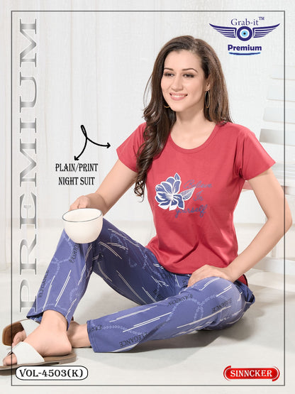 Vol 4503 K Grab It Sinker Pyjama Night Suits Exporter Gujarat