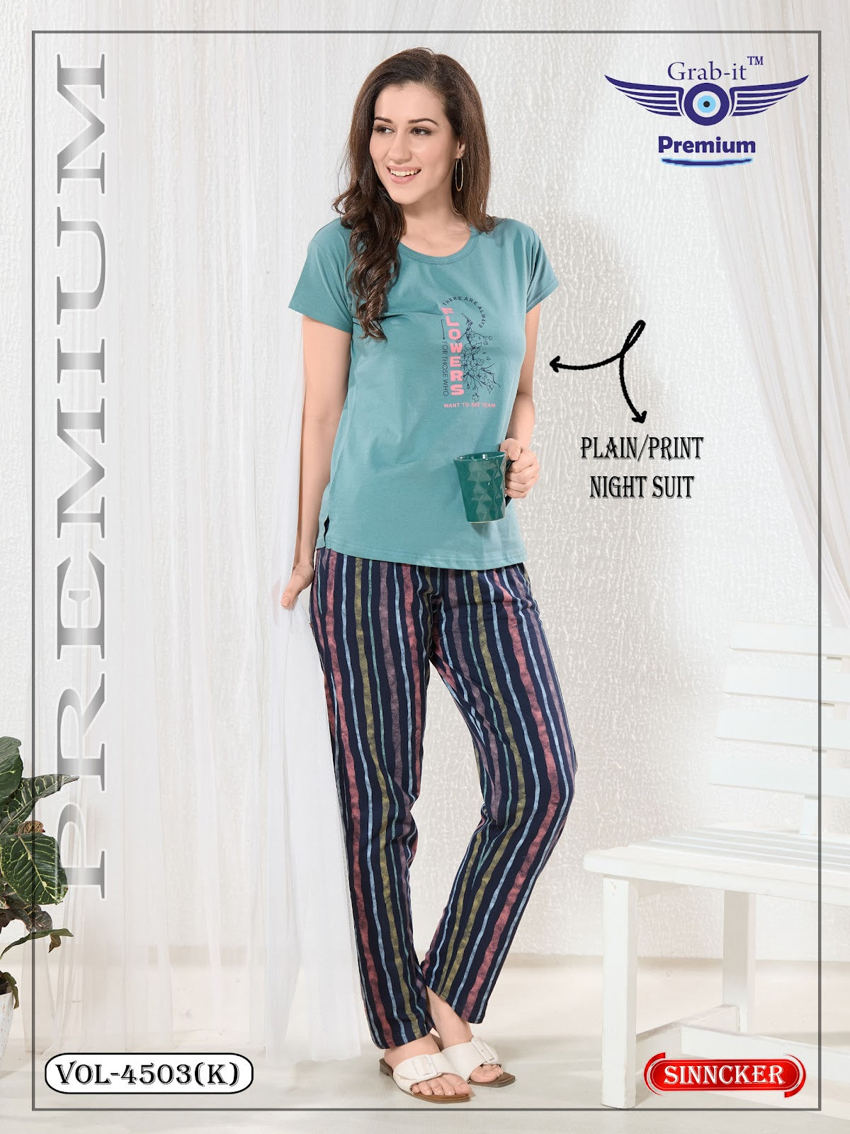 Vol 4503 K Grab It Sinker Pyjama Night Suits Exporter Gujarat