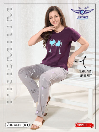 Vol 4503 K Grab It Sinker Pyjama Night Suits Exporter Gujarat