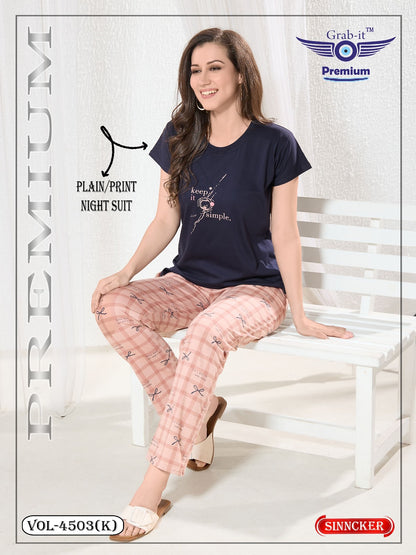 Vol 4503 K Grab It Sinker Pyjama Night Suits Exporter Gujarat
