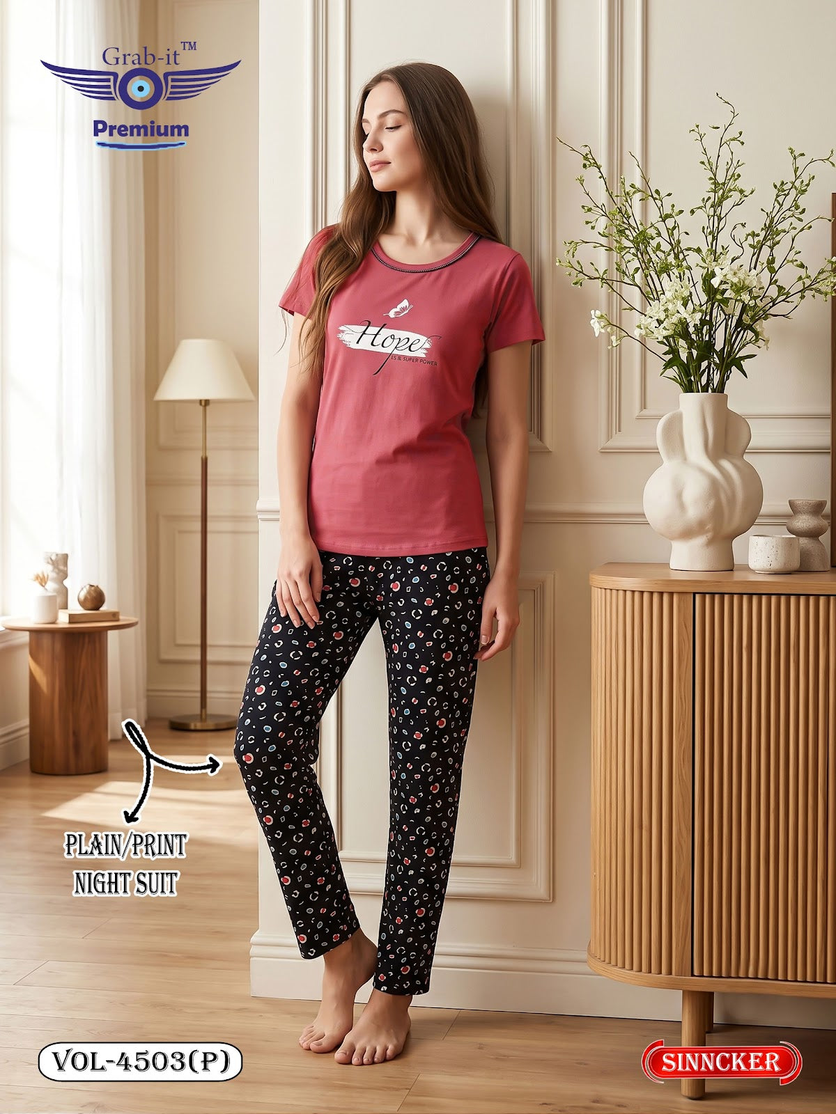 Vol 4503 P Grab It Sinker Pyjama Night Suits Supplier India
