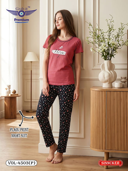 Vol 4503 P Grab It Sinker Pyjama Night Suits Supplier India