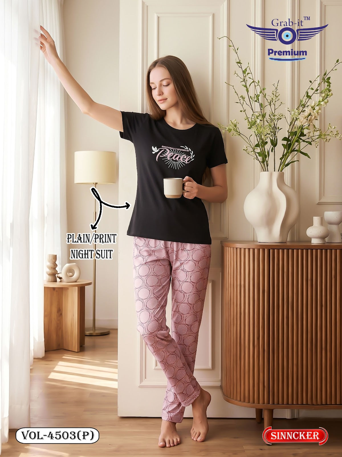 Vol 4503 P Grab It Sinker Pyjama Night Suits Supplier India