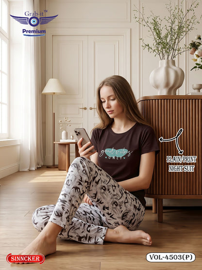 Vol 4503 P Grab It Sinker Pyjama Night Suits Supplier India