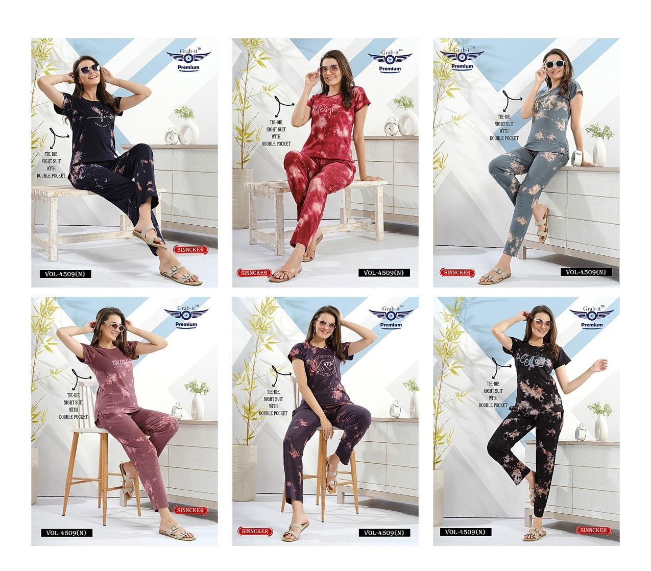 Vol 4509 N Grab It Sinker Pyjama Night Suits Wholesale Rate