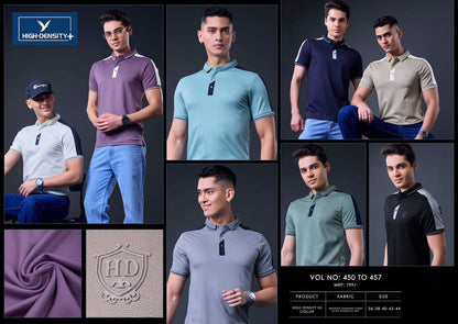 Vol 450 To 457 Dobby High Density Lycra Mens Tshirts Wholesaler