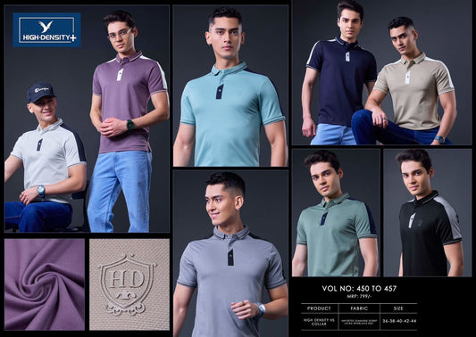 Vol 450 To 457 Dobby High Density Lycra Mens Tshirts Wholesaler