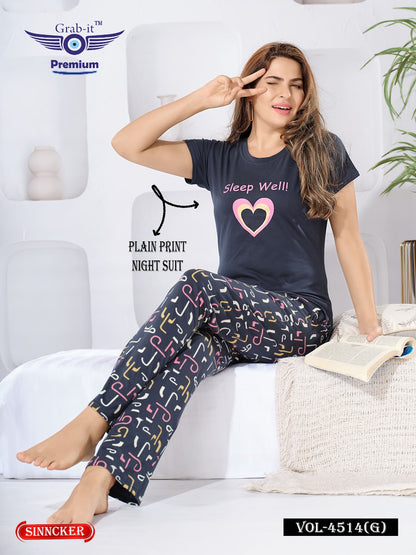Vol 4514 G Grab It Sinker Pyjama Night Suits Manufacturer Ahmedabad