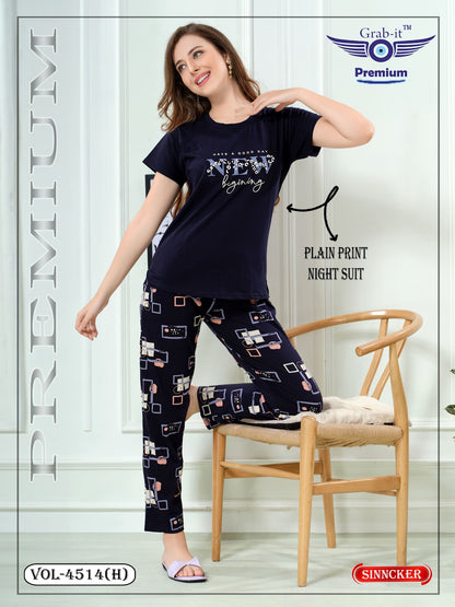 Vol 4514 H Grab It Sinker Pyjama Night Suits Exporter India