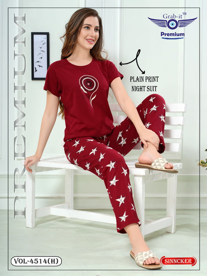 Vol 4514 H Grab It Sinker Pyjama Night Suits Exporter India
