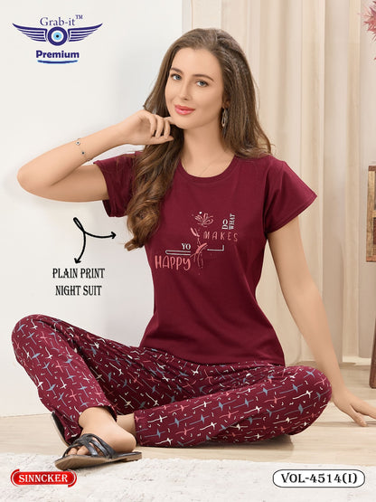 Vol 4514 I Grab It Sinker Pyjama Night Suits Wholesale Price