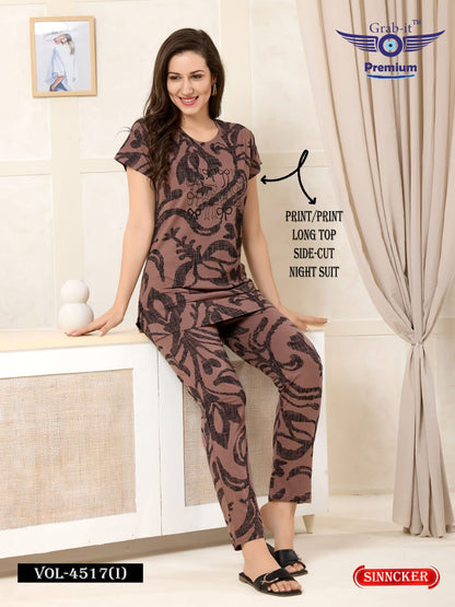 Vol 4517 I Grab It Sinker Kurta Night Suits Manufacturer Ahmedabad