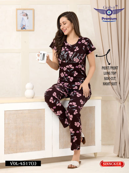 Vol 4517 I Grab It Sinker Kurta Night Suits Manufacturer Ahmedabad