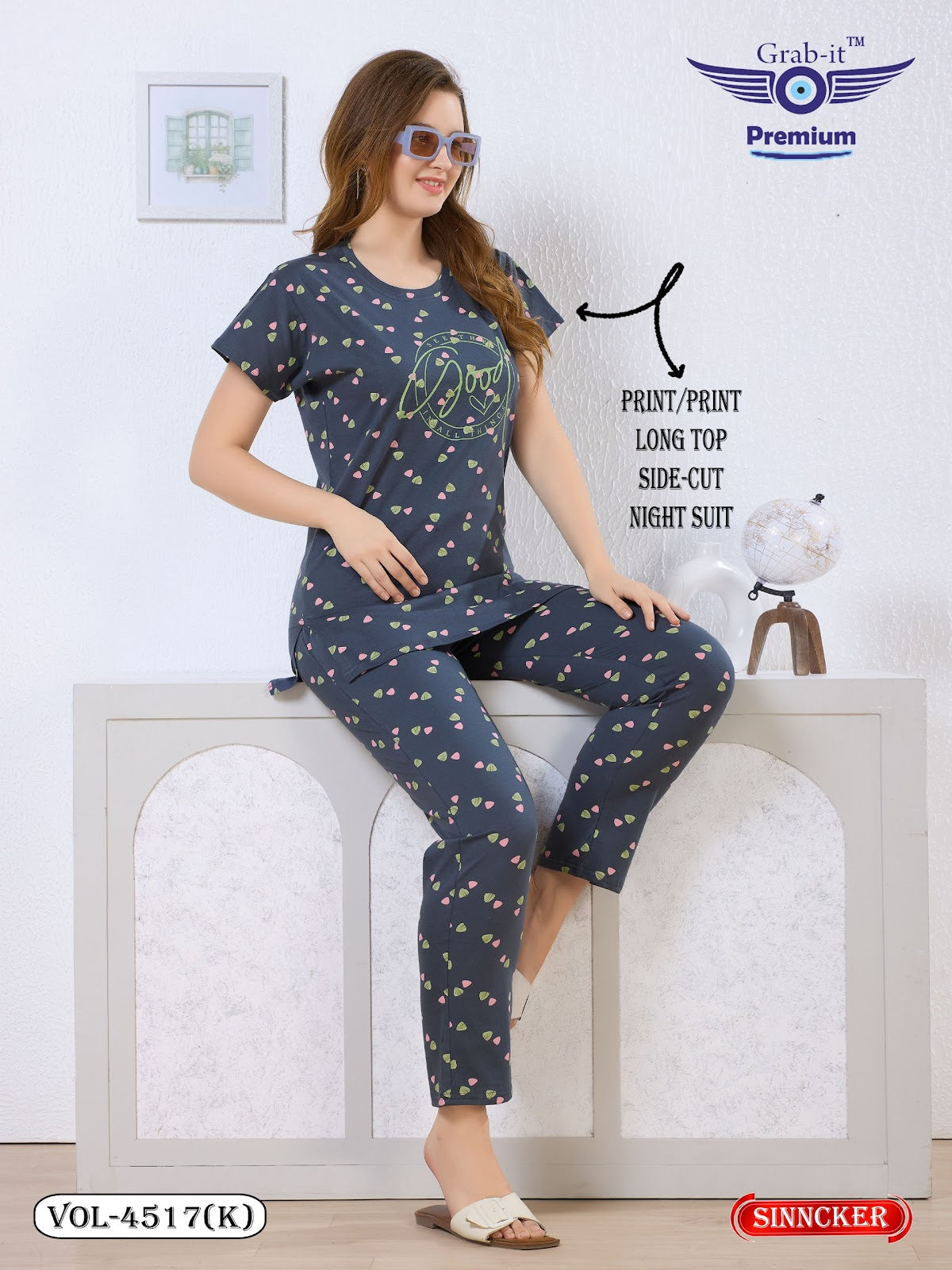 Vol 4517 K Grab It Sinker Kurta Night Suits Supplier Gujarat