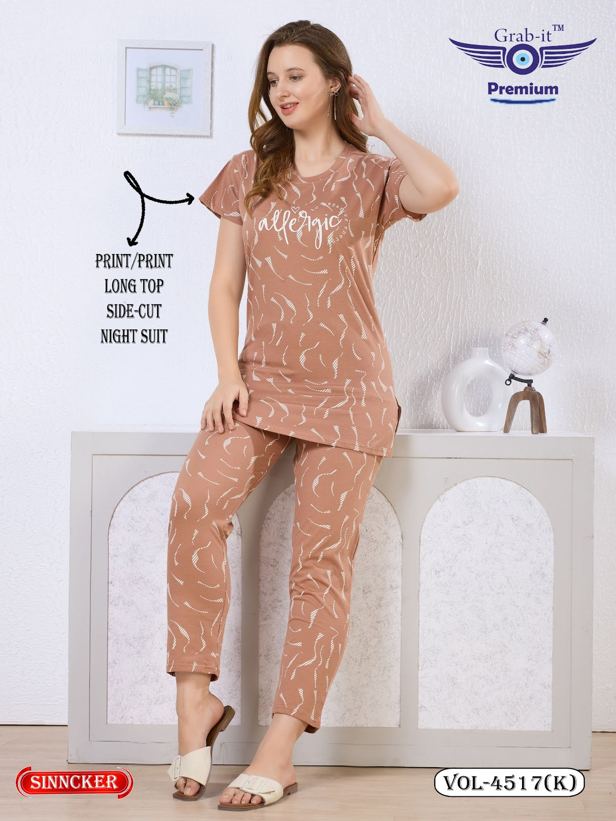 Vol 4517 K Grab It Sinker Kurta Night Suits Supplier Gujarat