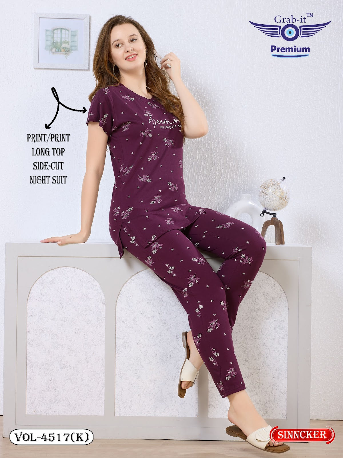 Vol 4517 K Grab It Sinker Kurta Night Suits Supplier Gujarat