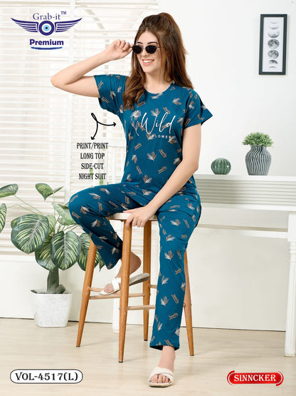 Vol 4517 L Grab It Sinker Kurta Night Suits Manufacturer Ahmedabad