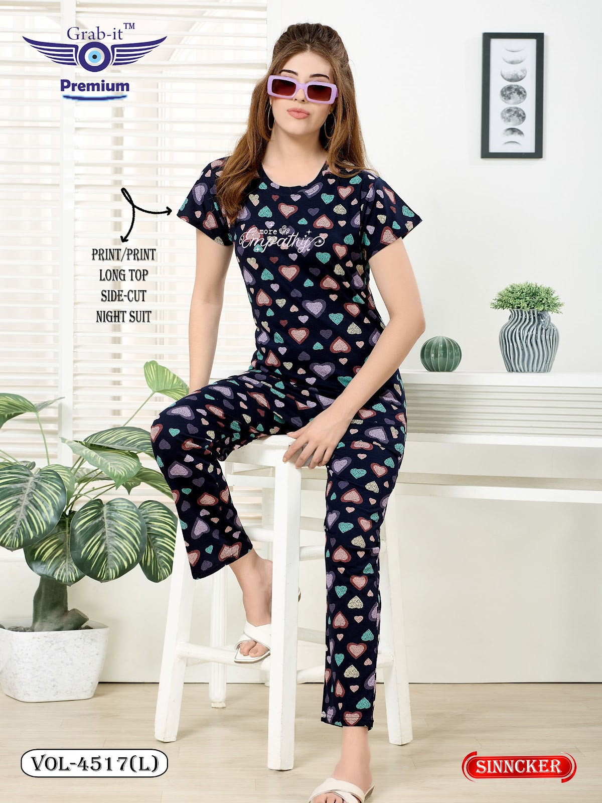 Vol 4517 L Grab It Sinker Kurta Night Suits Manufacturer Ahmedabad