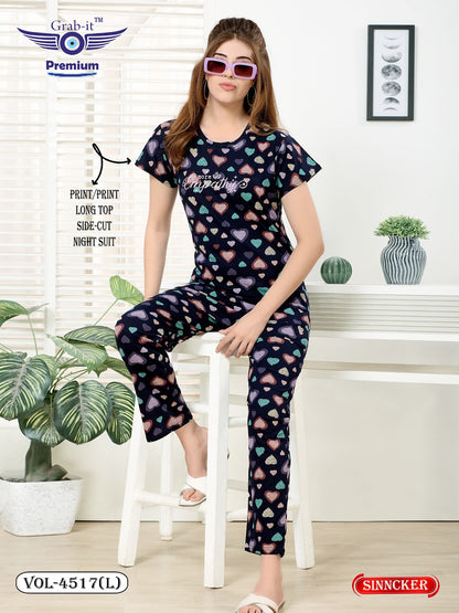 Vol 4517 L Grab It Sinker Kurta Night Suits Manufacturer Ahmedabad