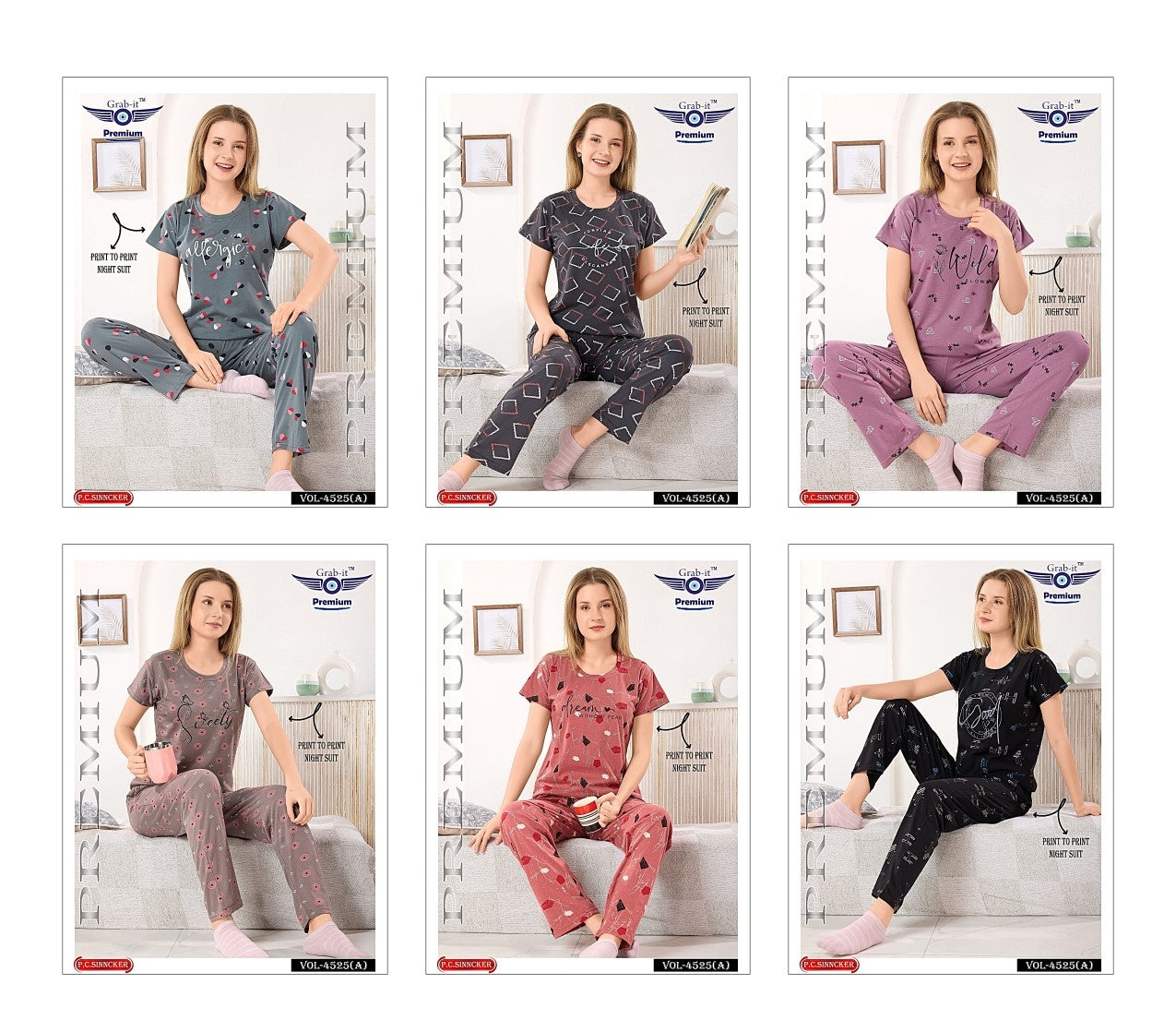 Vol 4525 A Grab It Sinker Pyjama Night Suits Exporter India