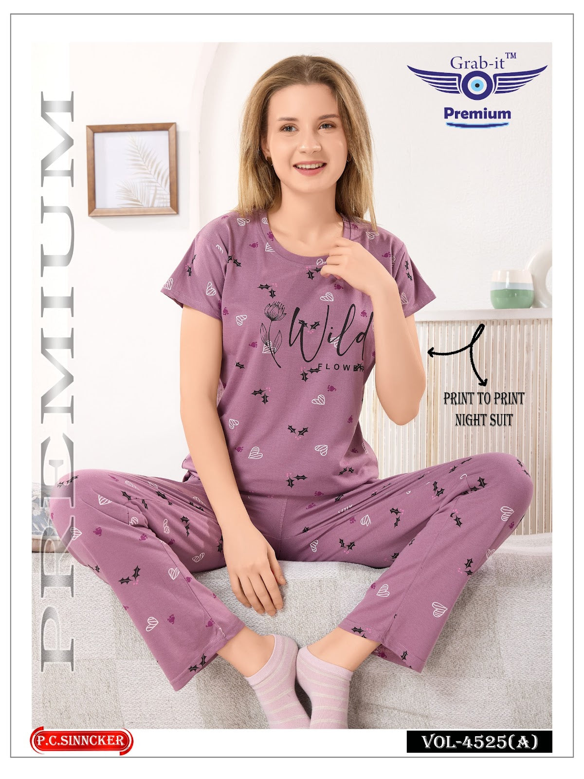 Vol 4525 A Grab It Sinker Pyjama Night Suits Exporter India