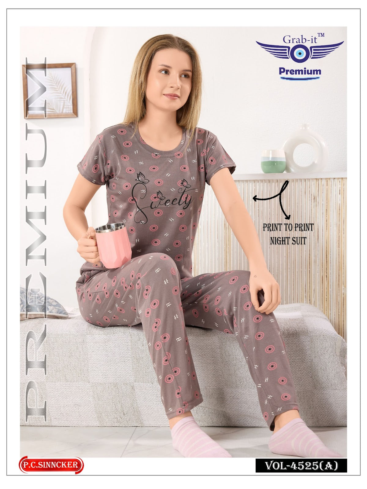 Vol 4525 A Grab It Sinker Pyjama Night Suits Exporter India