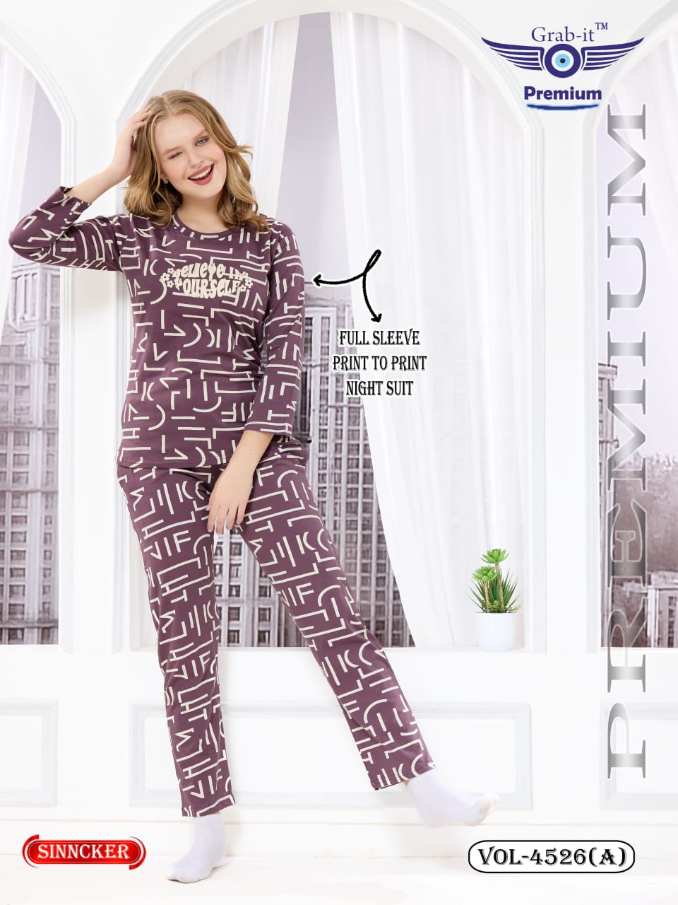 Vol 4526 A Grab It Sinker Full Sleeve Night Suits Wholesale