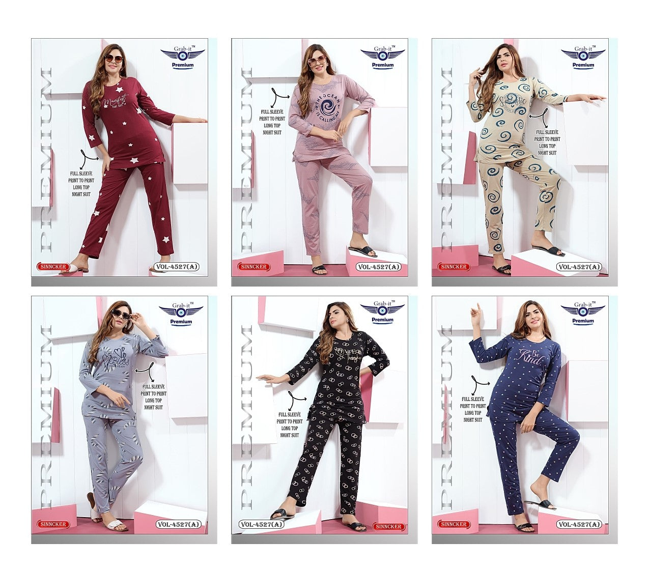 Vol 4527 A Grab It Sinker Kurta Night Suits Wholesaler Gujarat