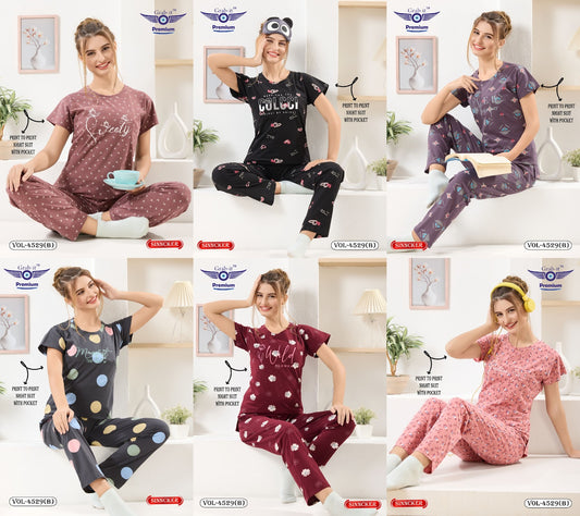 Vol 4529 B Grab It Sinker Pyjama Night Suits Wholesale Price