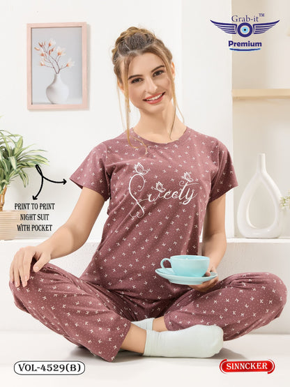 Vol 4529 B Grab It Sinker Pyjama Night Suits Wholesale Price