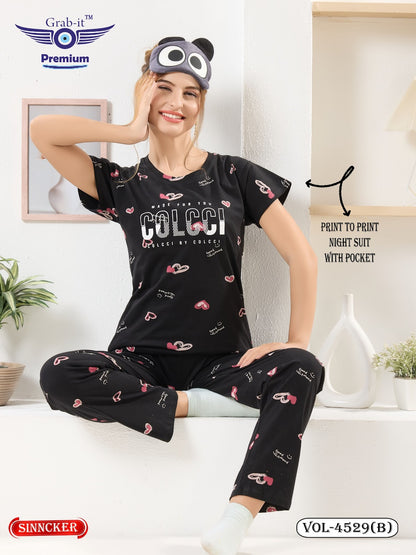 Vol 4529 B Grab It Sinker Pyjama Night Suits Wholesale Price