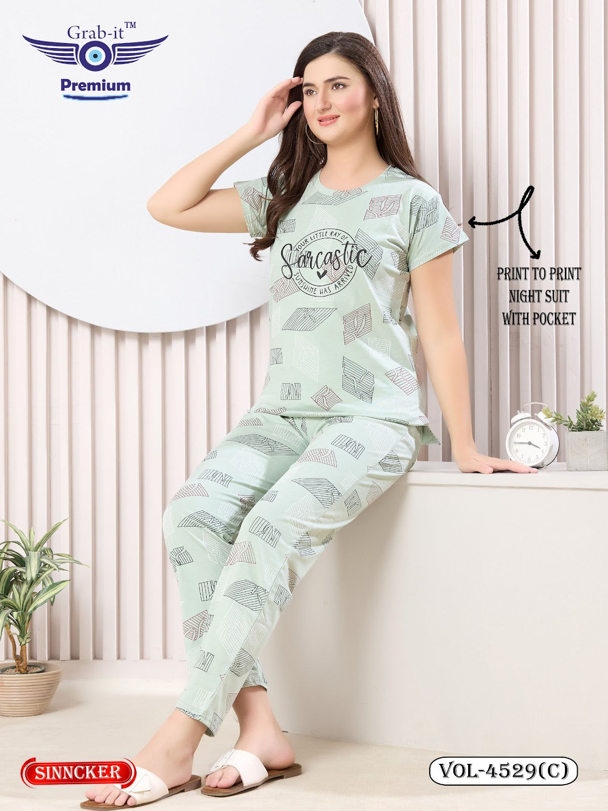 Vol 4529 C Grab It Sinker Pyjama Night Suits Manufacturer Gujarat