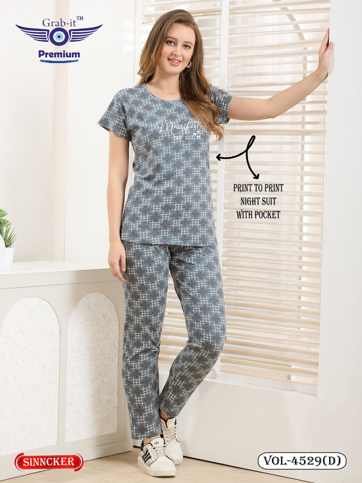 Vol 4529 D Grab It Sinker Pyjama Night Suits Wholesale