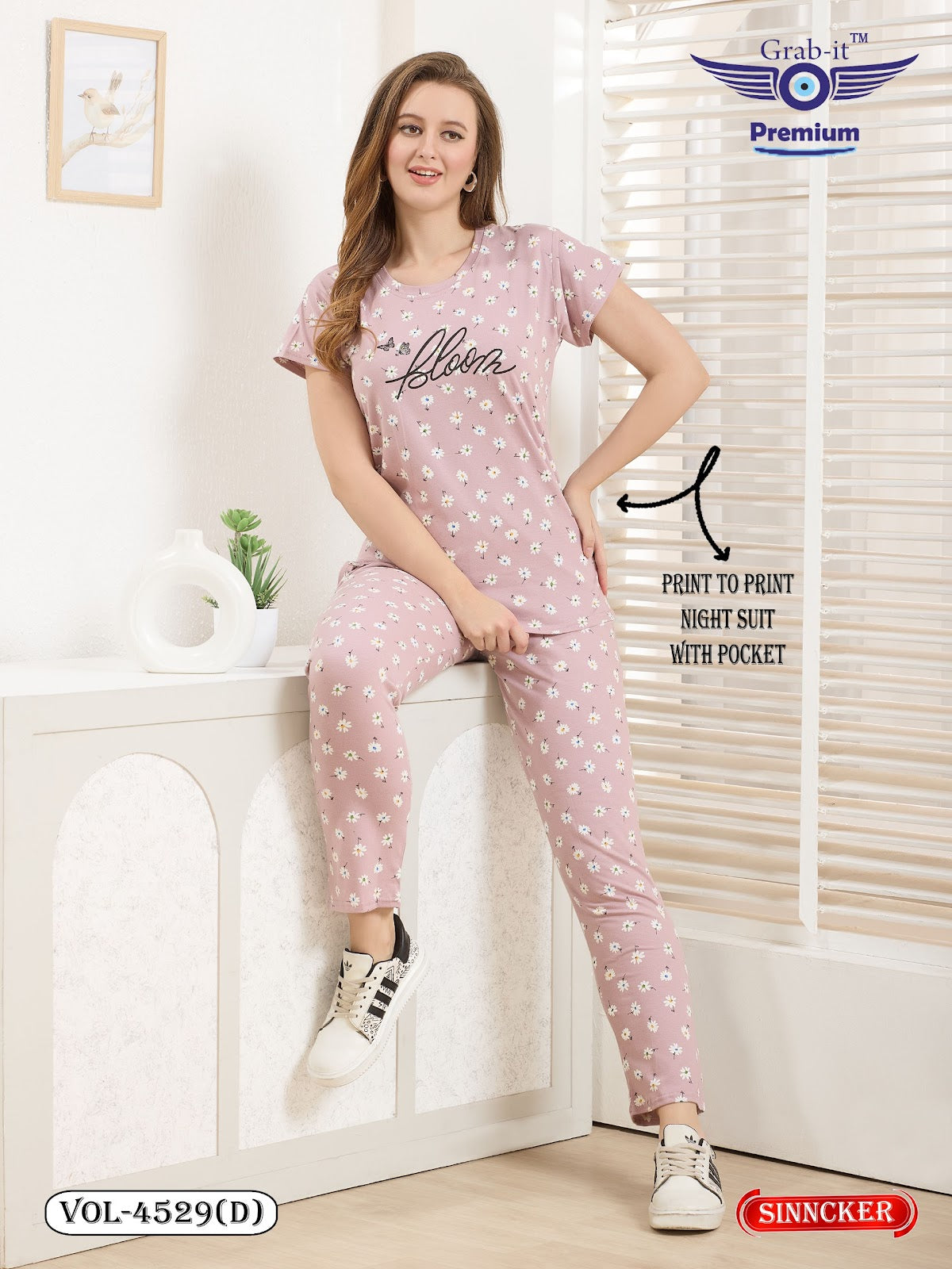 Vol 4529 D Grab It Sinker Pyjama Night Suits Wholesale