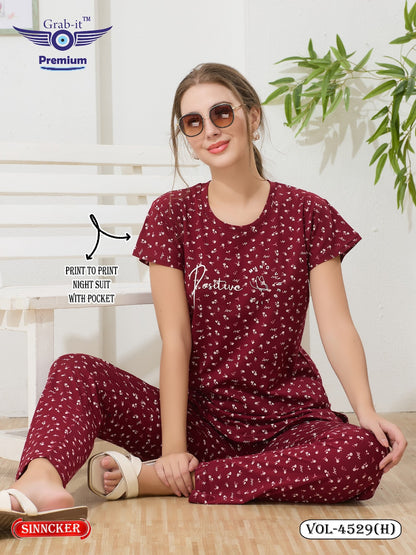 Vol 4529 H Grab It Sinker Pyjama Night Suits Exporter India