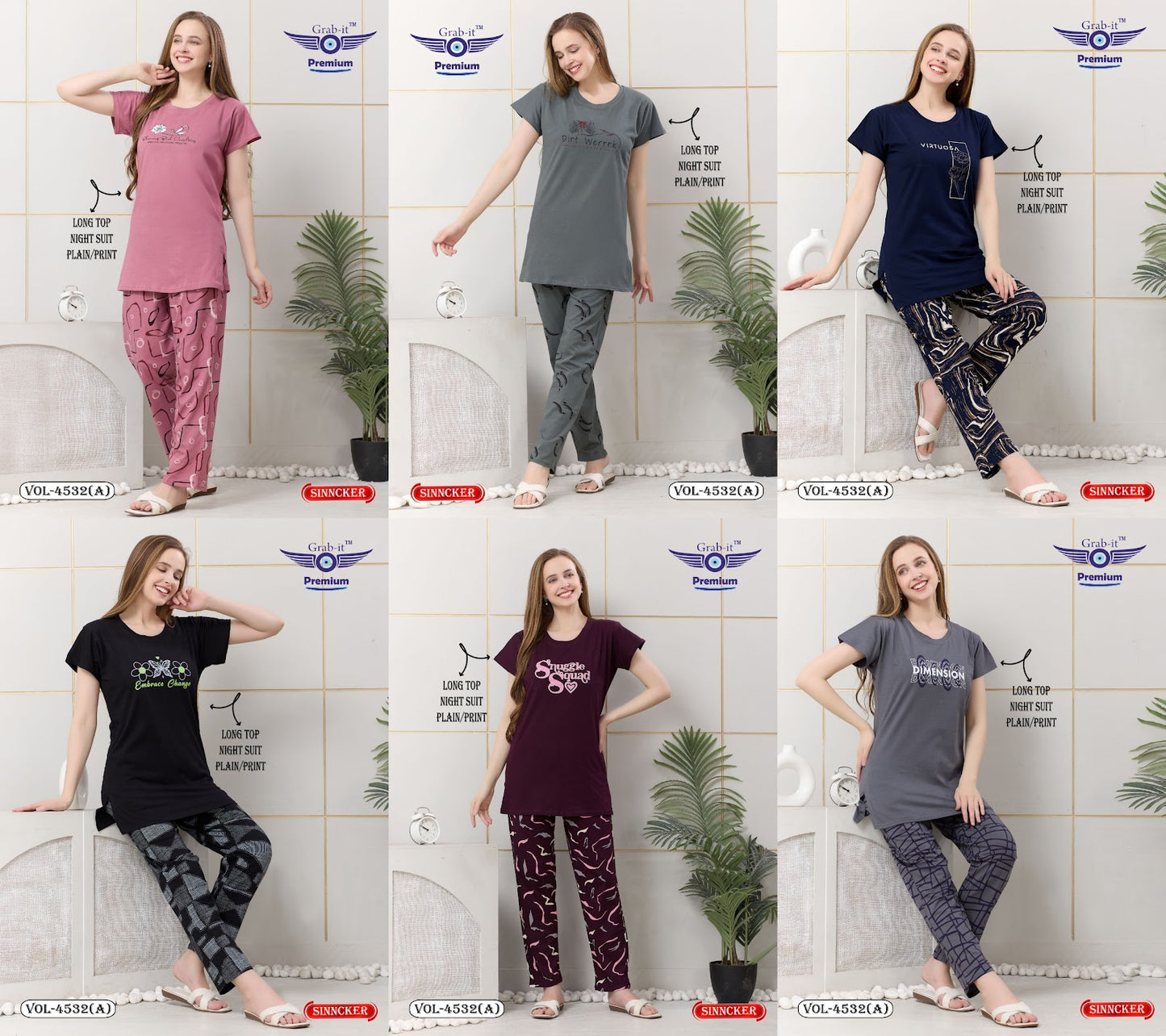 Vol 4532 A Grab It Sinker Kurta Night Suits Wholesaler Ahmedabad