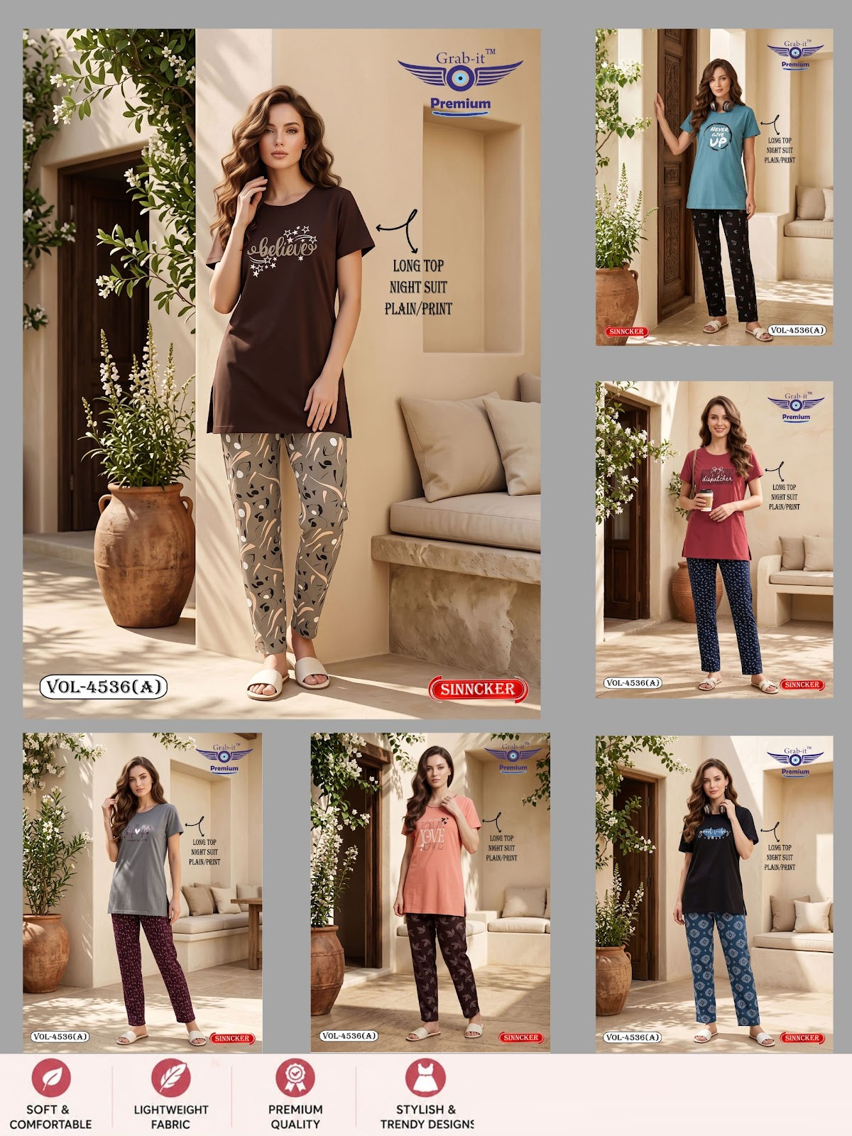 Vol 4536 A Grab It Sincker Pyjama Night Suits Exporter