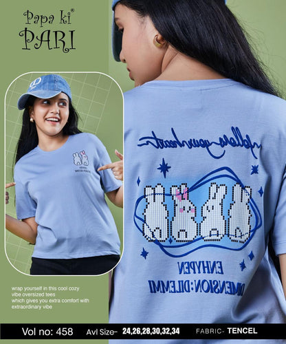 Vol 458 Papa Ki Pari Lycra Tencil Girls Top Wholesale Rate