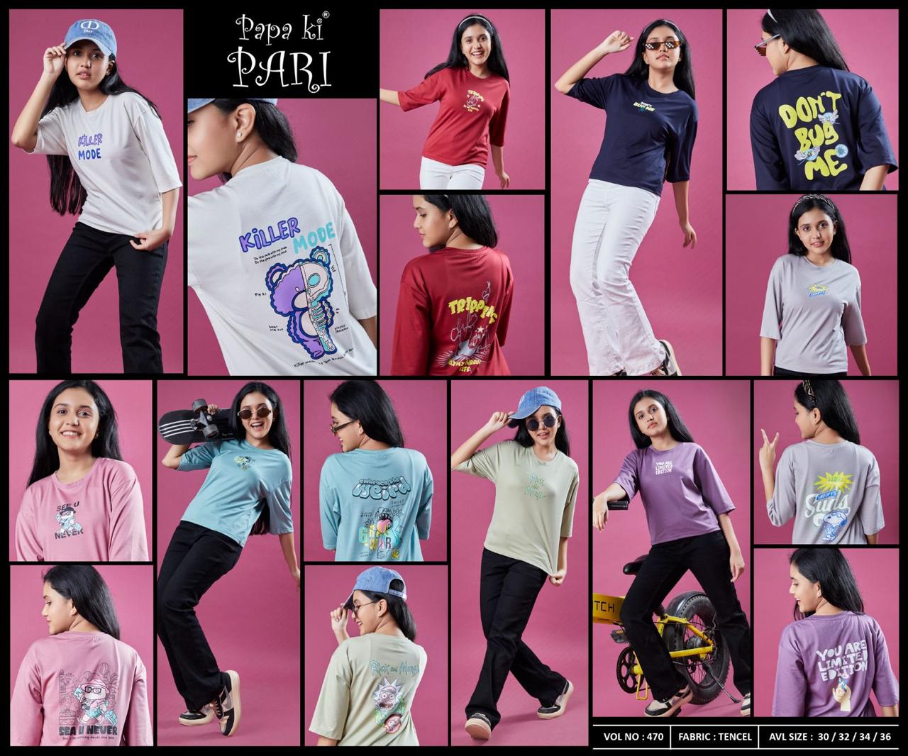 Vol 470 Papa Ki Pari Lycra Tencil Girls Tshirt Exporter India