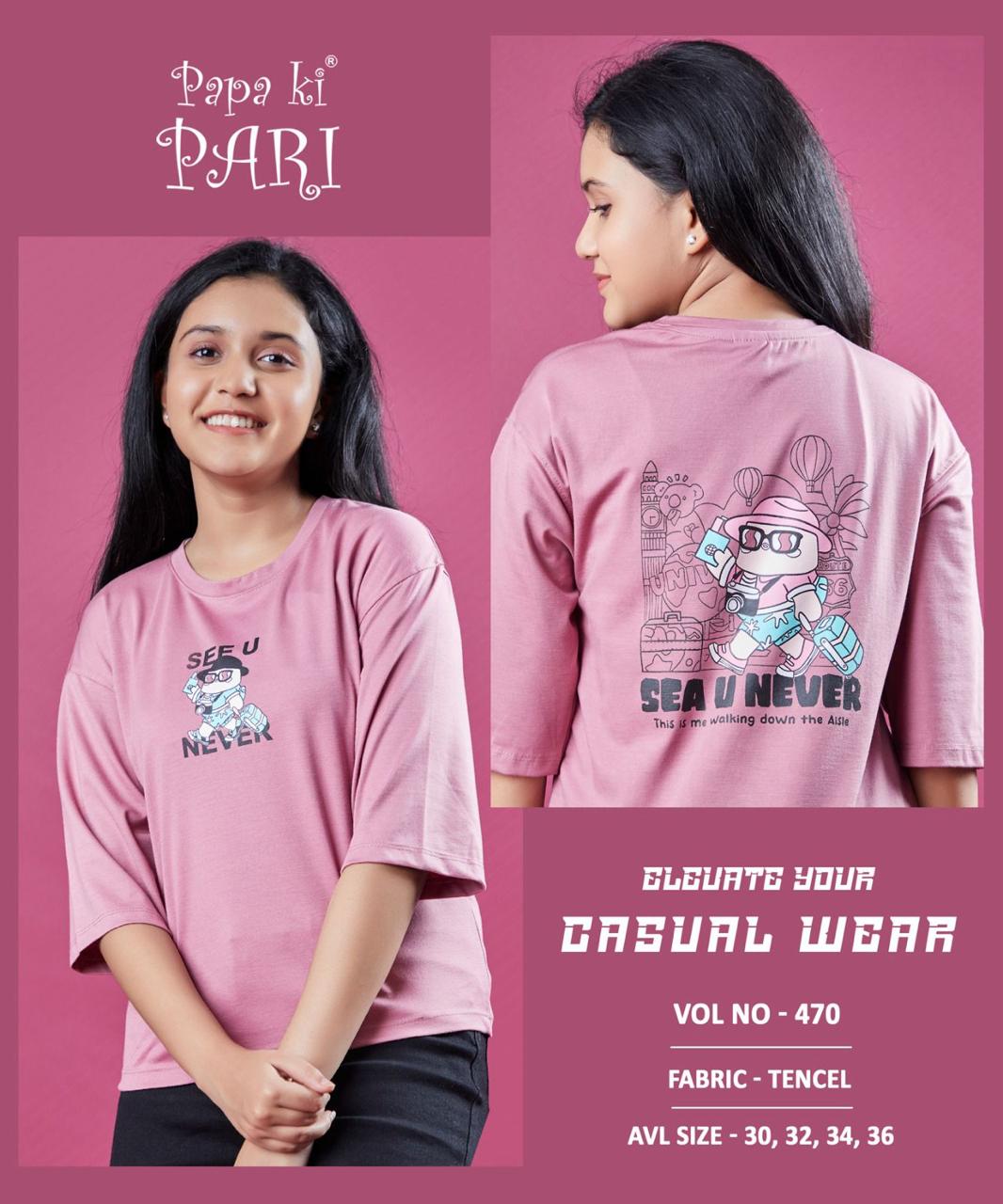 Vol 470 Papa Ki Pari Lycra Tencil Girls Tshirt Exporter India