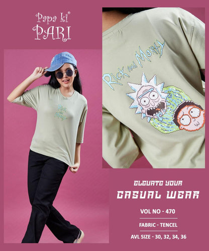 Vol 470 Papa Ki Pari Lycra Tencil Girls Tshirt Exporter India