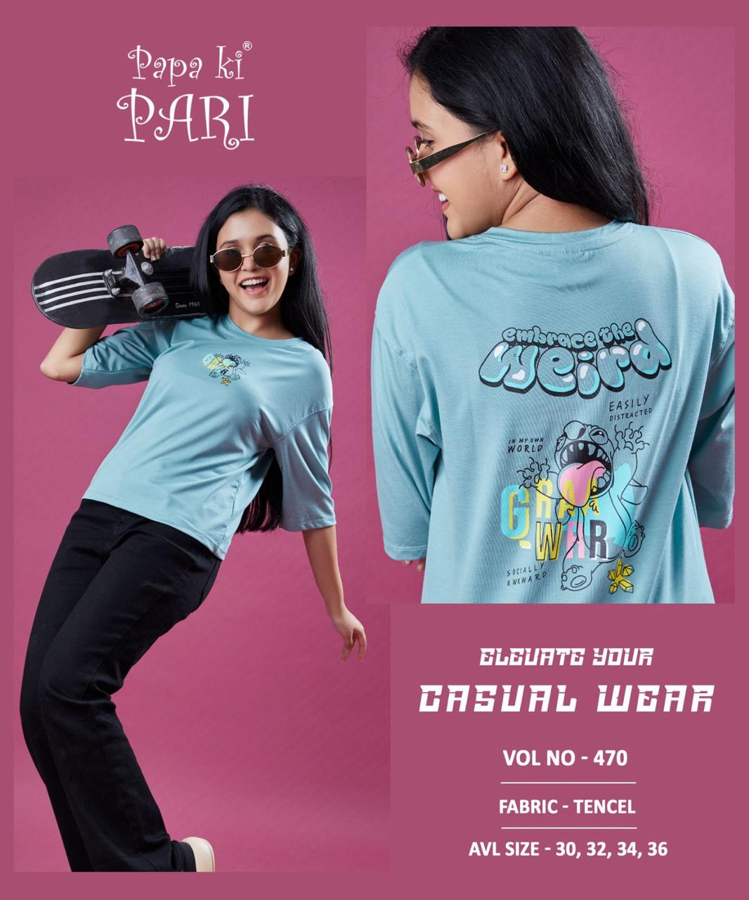 Vol 470 Papa Ki Pari Lycra Tencil Girls Tshirt Exporter India