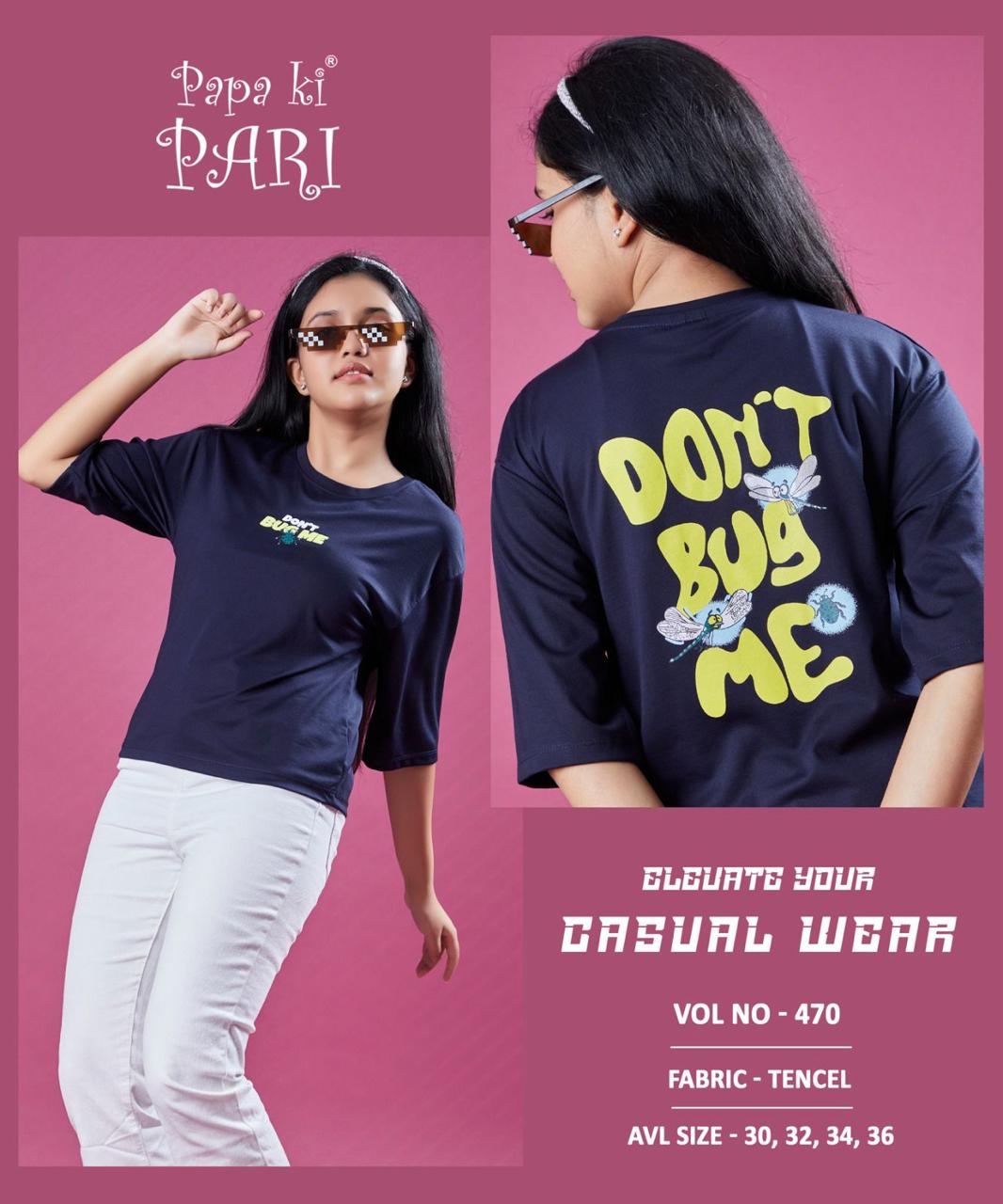 Vol 470 Papa Ki Pari Lycra Tencil Girls Tshirt Exporter India