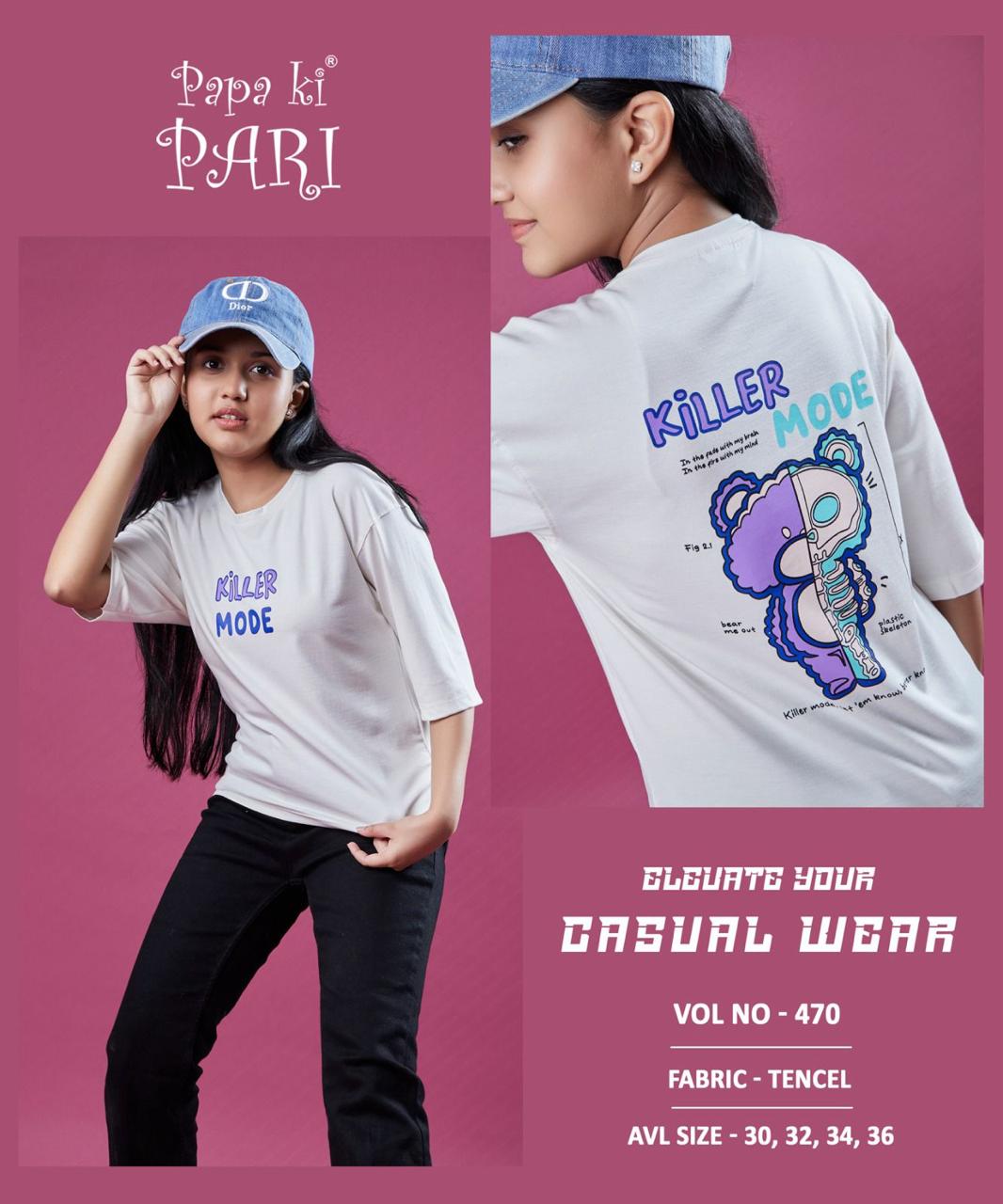 Vol 470 Papa Ki Pari Lycra Tencil Girls Tshirt Exporter India
