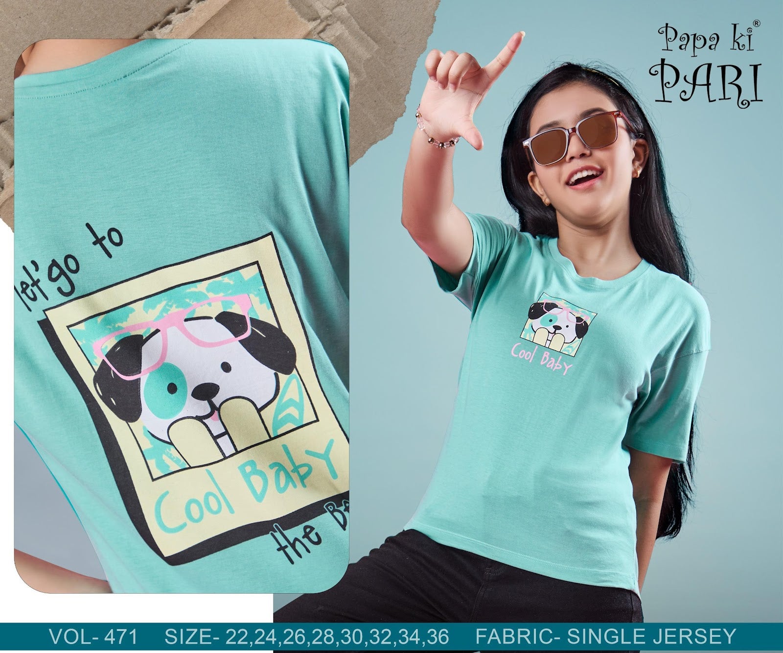 Vol 471 Papa Ki Pari Biowash Girls Top Wholesale