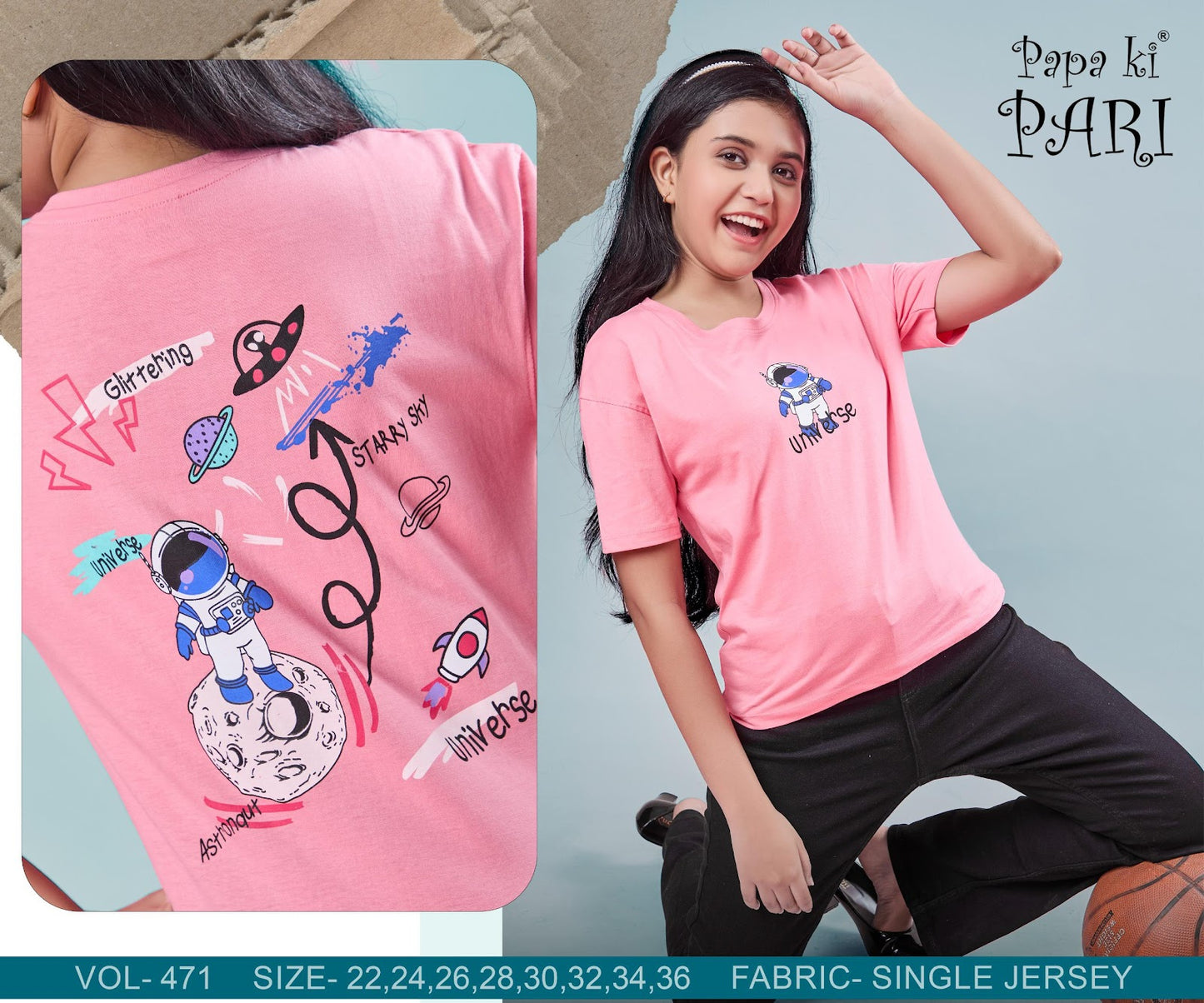 Vol 471 Papa Ki Pari Biowash Girls Top Wholesale