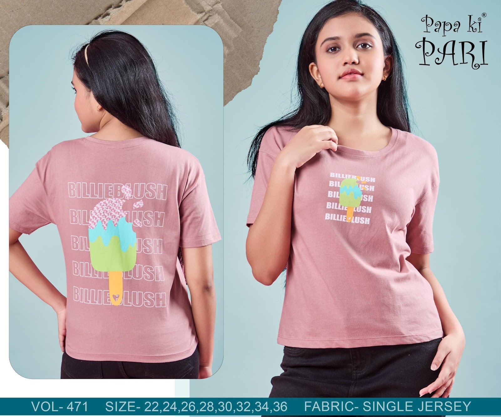 Vol 471 Papa Ki Pari Biowash Girls Top Wholesale