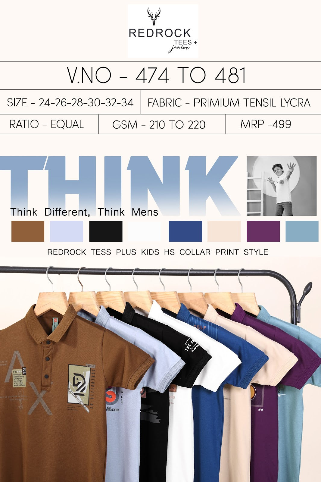 Vol 474 To 481 Redrock Tencil Lycra Boys Tshirt Wholesaler India