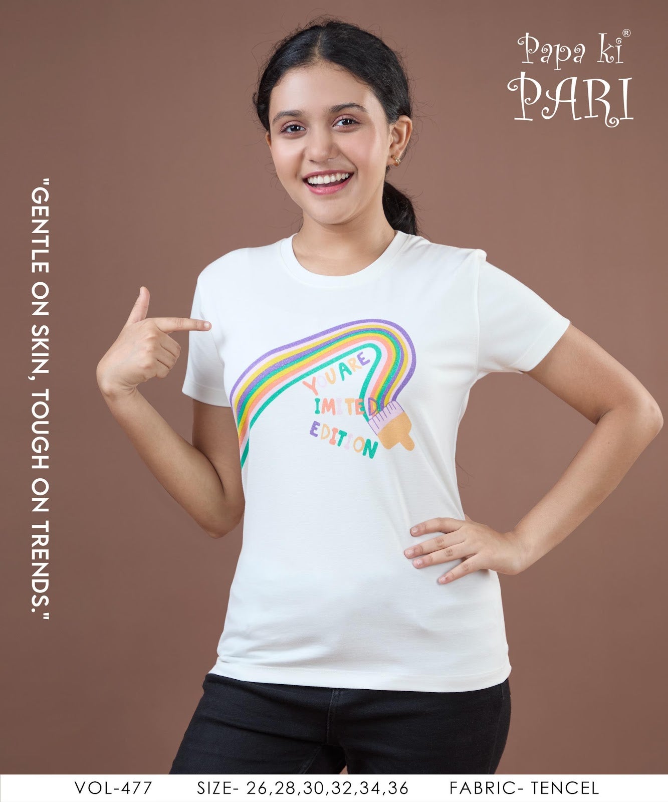 Vol 477 Papa Ki Pari Tencil Girls Tshirt Exporter India