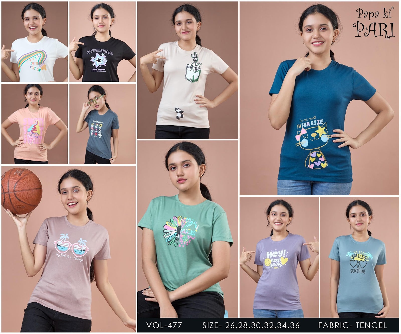 Vol 477 Papa Ki Pari Tencil Girls Tshirt Exporter India